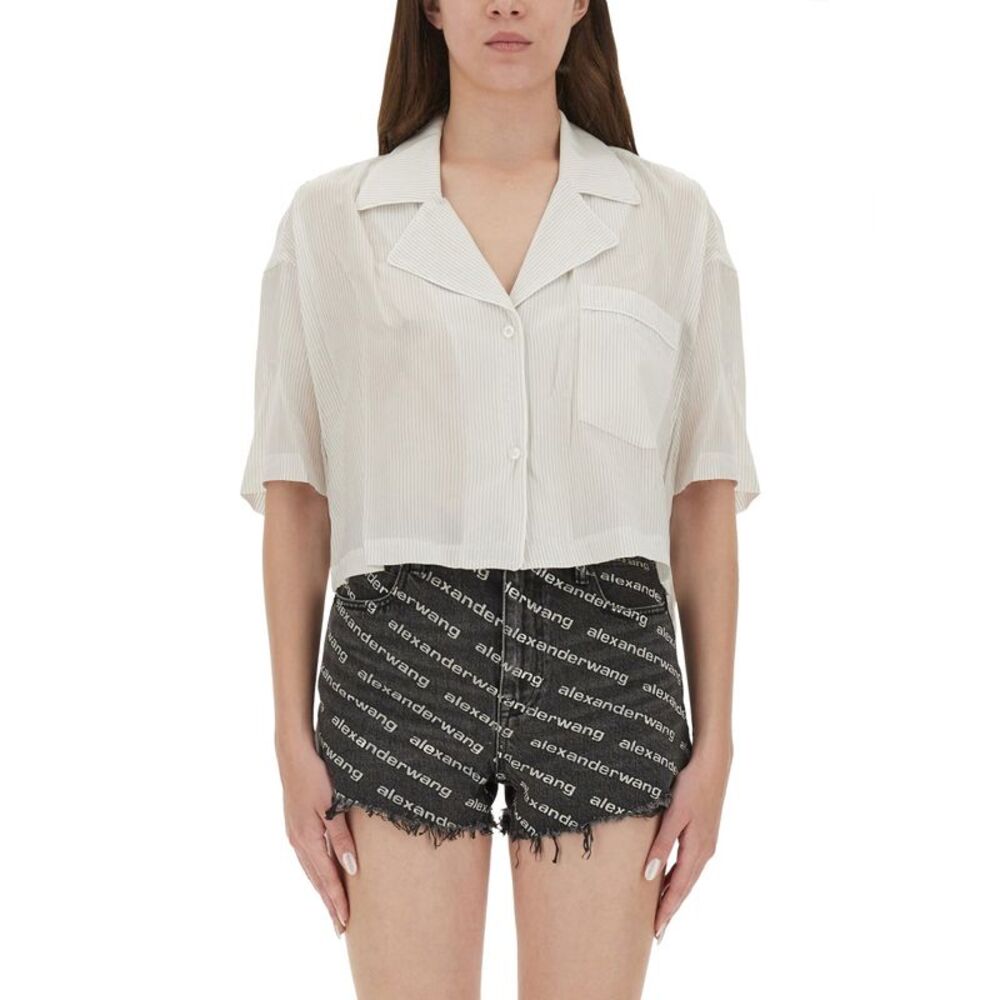 Alexanderwang.T Women Striped Shirt With Embroidered Logo
